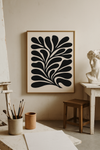 Moody Botanical Art Print | Organic Large Abstract Floral Wall Decor | Mid Century Modern Beige & Black Wall Art