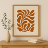 Burnt Orange Botanical Printable Wall Art, Modern Abstract Botanical Art Print