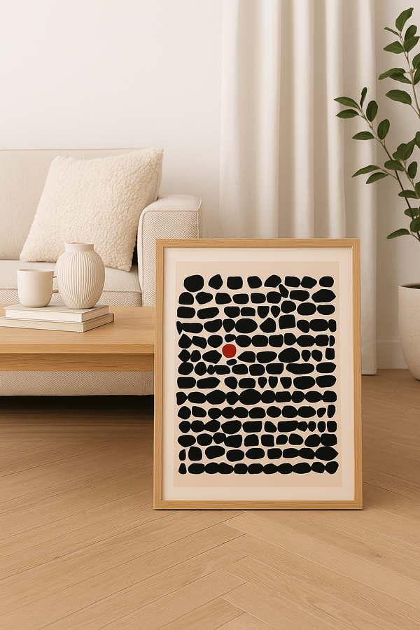 Beige and Black Mid Century Modern Wall Art – Abstract Minimalist Digital Download Poster | 08