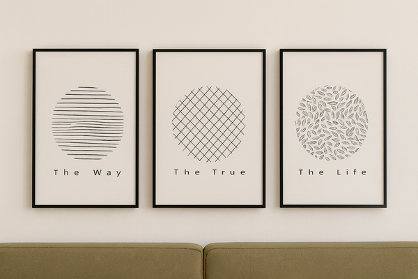 The Way the Truth the Life Set of 3 | Digital Christian Wall Art | Minimalist Bible Verse Print | Homely Faith Decor | Jesus-Inspired Art | Christian Gift for Home