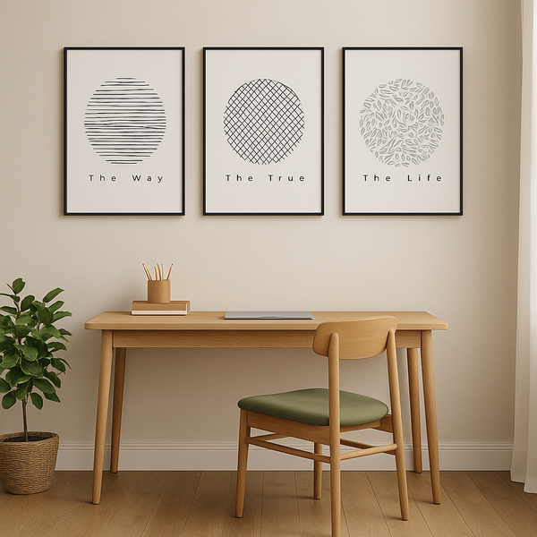 The Way the Truth the Life Set of 3 | Digital Christian Wall Art | Minimalist Bible Verse Print | Homely Faith Decor | Jesus-Inspired Art | Christian Gift for Home