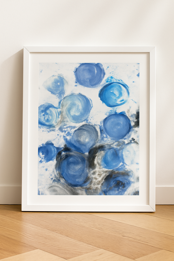 Blue Abstract Painting – Deep Sea Swirl Acrylic Art | 18