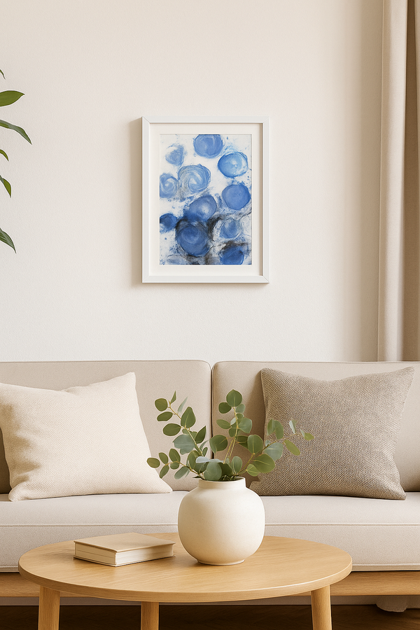 Blue Abstract Painting – Deep Sea Swirl Acrylic Art | 18