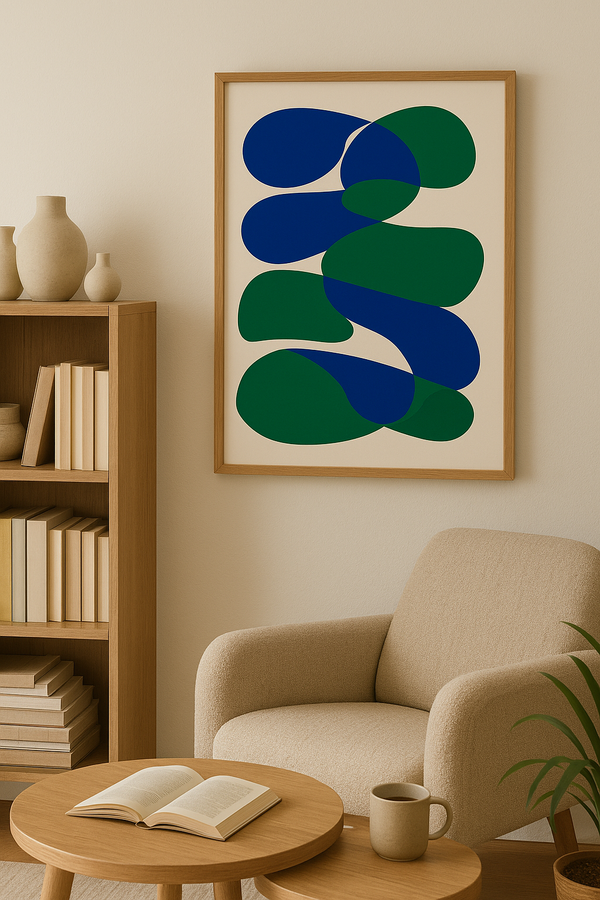 Green & Blue Organic Abstract Print – Modern Minimalist Wall Art. Instant Download – Print at Home or Local Shop