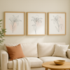 Minimalist Botanical Line Art Prints Digital Download, Neutral Wall Decor Set of 3