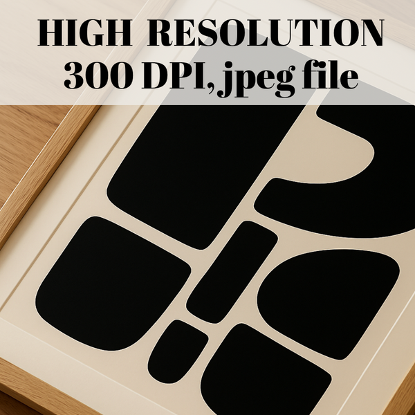 Geometric Shapes, Beige Black Wall Art, Digital Download