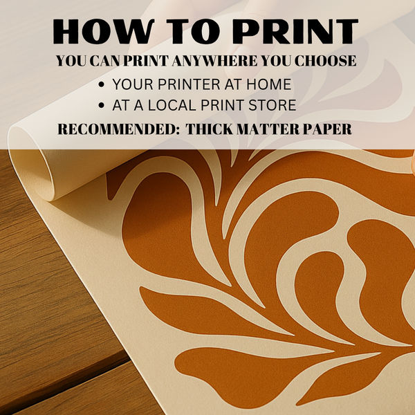 Burnt Orange Botanical Printable Wall Art, Modern Abstract Botanical Art Print