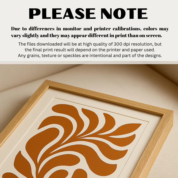 Burnt Orange Botanical Printable Wall Art, Modern Abstract Botanical Art Print