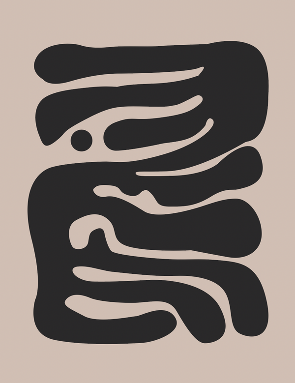 Beige and Black Digital Download Mid Century Modern Wall Art, Abstract Art, Minimalist Poster