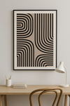 Beige Black Abstract Line Art – Minimalist Geometric Wall Print, Neutral Stripes Poster