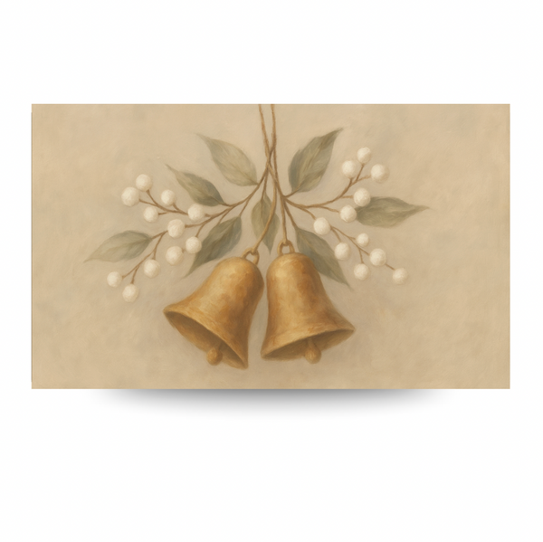 Golden Christmas Bells – Elegant Neutral Holiday Art | Frame TV Digital Download