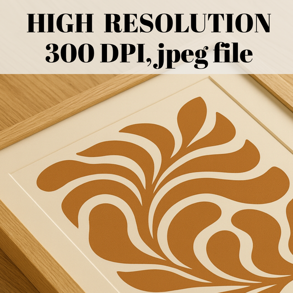 Burnt Orange Botanical Printable Wall Art, Modern Abstract Botanical Art Print