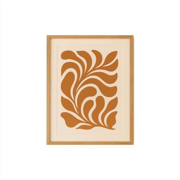 Burnt Orange Botanical Printable Wall Art, Modern Abstract Botanical Art Print