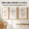 Minimalist Botanical Line Art Prints Digital Download, Neutral Wall Decor Set of 3