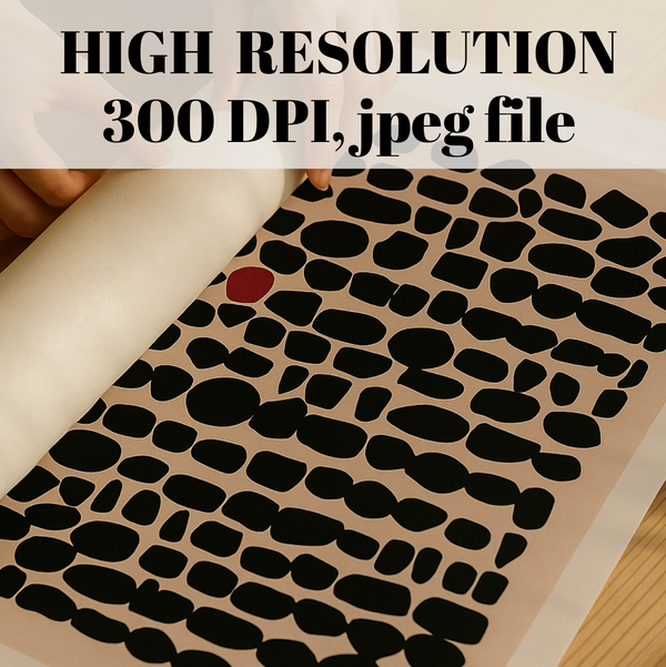 Beige and Black Mid Century Modern Wall Art – Abstract Minimalist Digital Download Poster | 08