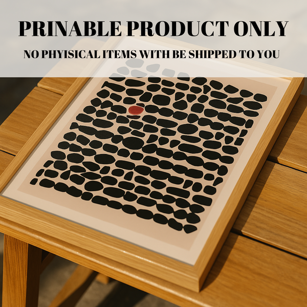 Beige and Black Mid Century Modern Wall Art – Abstract Minimalist Digital Download Poster | 08