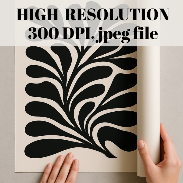 Moody Botanical Art Print | Organic Large Abstract Floral Wall Decor | Mid Century Modern Beige & Black Wall Art