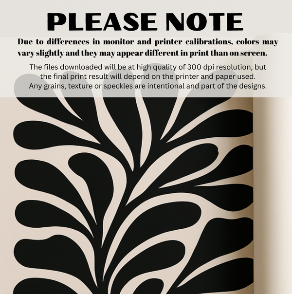 Moody Botanical Art Print | Organic Large Abstract Floral Wall Decor | Mid Century Modern Beige & Black Wall Art