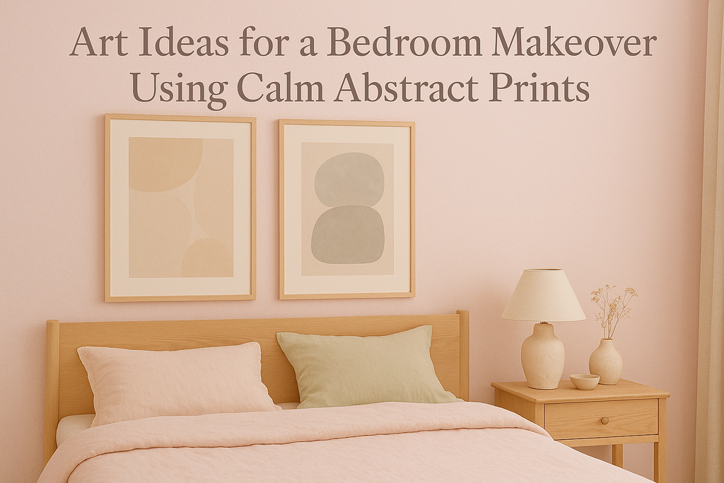 Art Ideas for a Bedroom Makeover Using Calm Abstract Prints