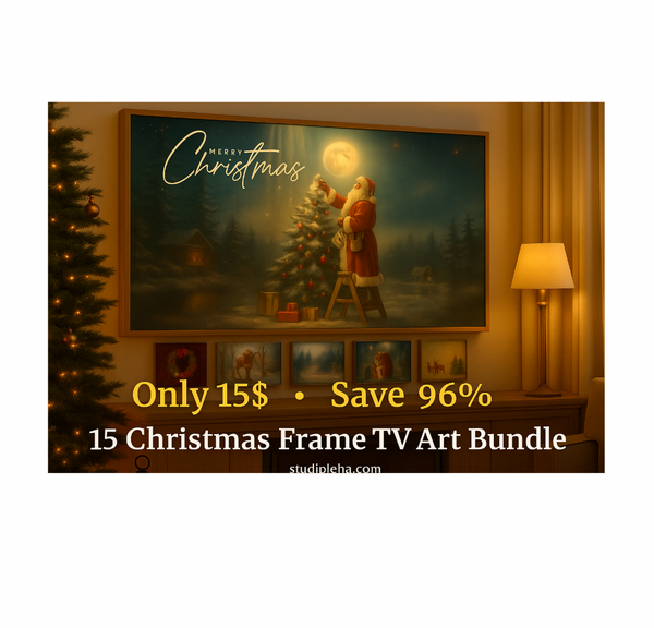 15-Pack Christmas Frame TV Art Bundle | Festive Winter Scenes, Santa, Trees & Cozy Fireplace | Digital Download. Checkout save more 15$