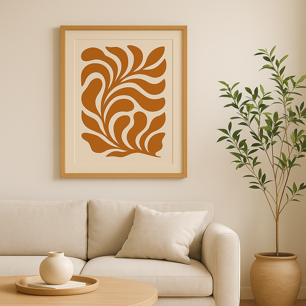 Burnt Orange Botanical Printable Wall Art, Modern Abstract Botanical Art Print