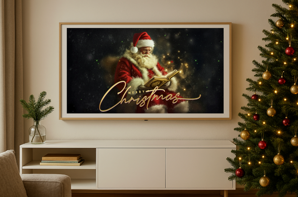Merry Christmas Santa Glow – Cozy Christmas Frame TV Artwork