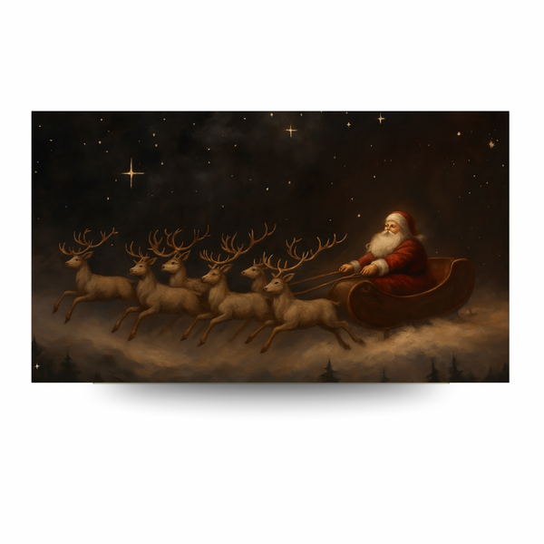 Santa Sleigh Christmas Digital Art for Samsung Frame TV | Cozy Nordic Holiday Decor | Festive Digital Download for Living Room