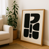 Geometric Shapes, Beige Black Wall Art, Digital Download