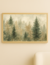 Whispering Pines – Elegant Misty Forest TV Art | Neutral Green Landscape for Frame TV | Modern Nature-Inspired Wall Decor