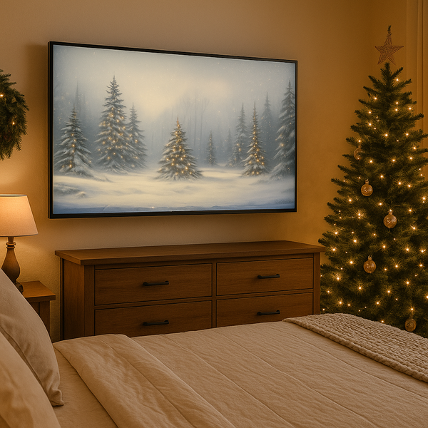Winter Forest Glow Frame TV Art | Snowy Christmas Landscape Digital Download | Samsung Frame TV Holiday Decor 3840x2160